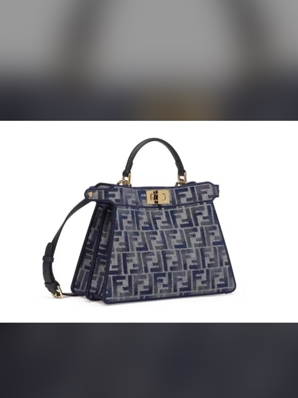Fendi Top-Handle Satchel in Navy and Black FF Jacquard